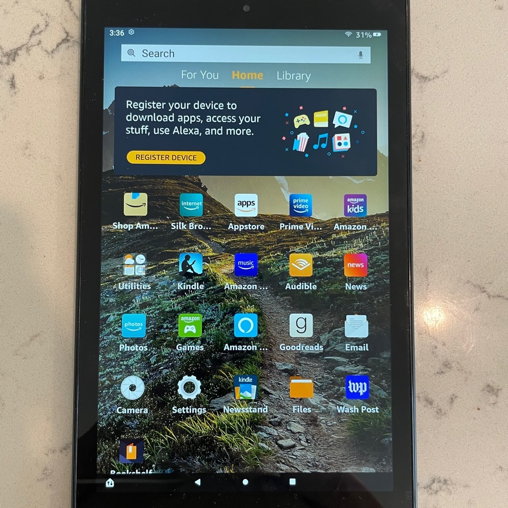 Almost new 32GB 10” Amazon fire tablet